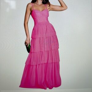 Marsen Tulle Tiered Ruffle Gown Prom Dress Bridesmaid Ball Formal Evening Sz 14